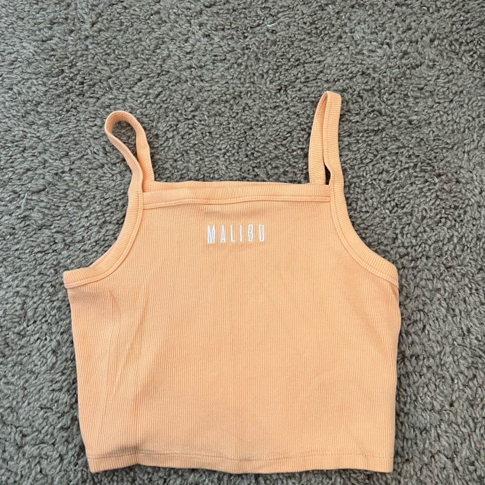 Garage Orange Crop Tank Top with Fitted Style and Spaghetti Straps